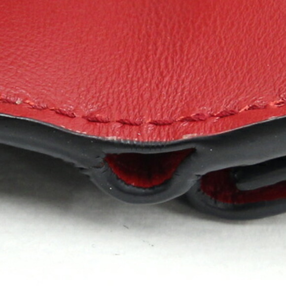 PRADA Tri-fold Wallet 1MH021 Black Red Leather Compact Women's - Picture 6 of 10